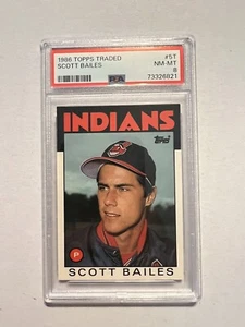 1986 TOPPS TRADED #5T SCOTT BAILES PSA 8 CLEVELAND INDIANS **LOW POP** - Bild 1 von 2