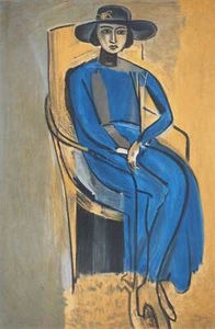 Henri MATISSE: Elegant im blauen Kleid, Lithographie - Bild 1 von 5