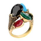 Vintage Big Ring Antique Gold Plated Mosaic Colorful Resin Rings Turkish Jewelry