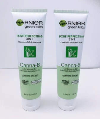 2 x Garnier Green Labs Pore Perfecting 3 In 1 CLEANSE EXFOLIATE MASK Canna B - image 1 of 2