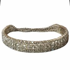 Tennis Bracelet Fiery Crystal Rhinestone Fashion New ListingVintage 3 Row Silver Plated