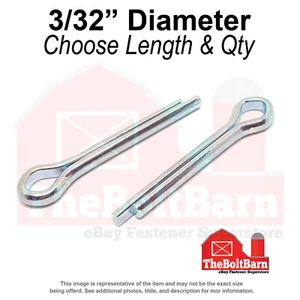3/32" Steel Extended Prong Cotter Pin Zinc Clear (Choose Length & Quantity) - Picture 1 of 7