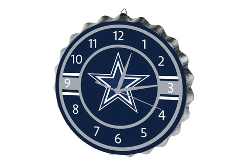 Dallas Cowboys Logo Bottlecap Clock Metal - Man Cave Office Decor NEW Cover