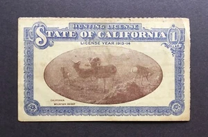 Antique Vintage 1913-1914 California Hunting License - San Francisco Resident - Picture 1 of 7