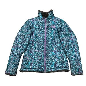 THE NORTH FACE Girls Reversible Mossbud Swirl Jacket Past Seas Sz M 10/12 - Picture 1 of 16