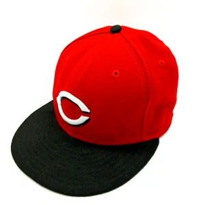 Cincinnati Reds New Era 59Fifty MLB Size 7 3/8 in Fitted Red Black Baseball Cap - Picture 1 of 8