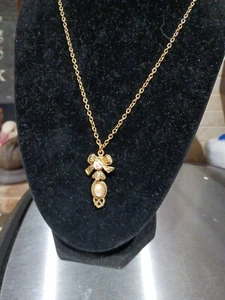 De colección. Collar mujer 1928 18" tono oro imitación perlas con porcelana rosa. - Imagen 1 de 6