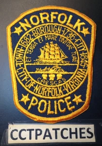 NORFOLK, VIRGINIA POLICE (ORANGE/BLACK) SHOULDER PATCH VA - Picture 1 of 2