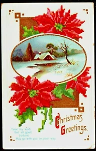 Vintage CHRISTMAS GREETINGS embossed Postcard - ca. 1911 - Picture 1 of 2