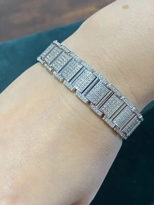 Flat Link Diamond Pave Bracelet 8.50cttw in 18k White Gold -- HM2269VB - Picture 1 of 6