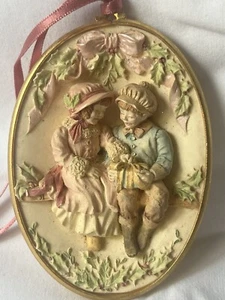 Vintage Hallmark Ornament Sharing Christmas 1993 Boy Girl on Bench Keepsake - Picture 1 of 4