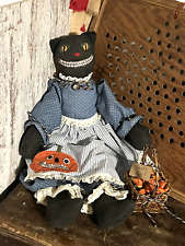 Grubby Primitive Rustic Fall Halloween Scardey Cat Rag Doll OOAK Folk Art 20" GP