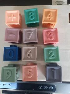 12pc Soft Building Blocks Teether Silicone Educational Toys for Baby Soft Rubber - Picture 1 of 9