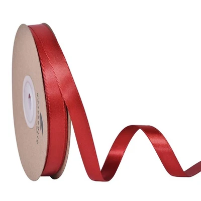 25 Yards 3/8-inch Red Double Faced Satin Ribbon for Gift Wrapping Bows - Image 1 of 3