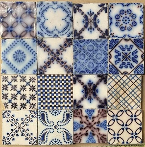 FRANCIA AZULEJOS ANTIGUOS - PAS DE CALAIS - DESVRES - 16 - TILE SET c1870 - Picture 1 of 3