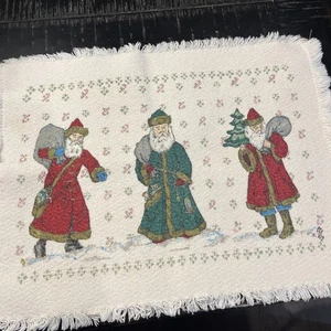 Juego de 6 manteles individuales vintage de lino de Navidad del Viejo Mundo Santas años 80 - Imagen 1 de 19