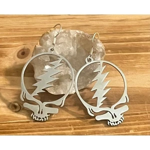 Orecchini Grateful Dead Band Argento Sterling Stealie Music -Ruba il tuo viso -Nuovi - Foto 1 di 14