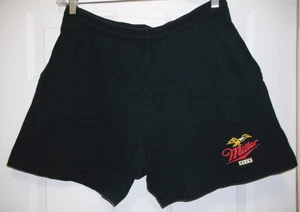 Vintage Miller Beer Pull On Short Men's Shorts Size XL Cotton Black Made in USA - Picture 1 of 5