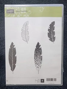 Brand NEW Stampin' Up: Four Feathers Set of 4 Rubber Cling Stamps - Picture 1 of 3