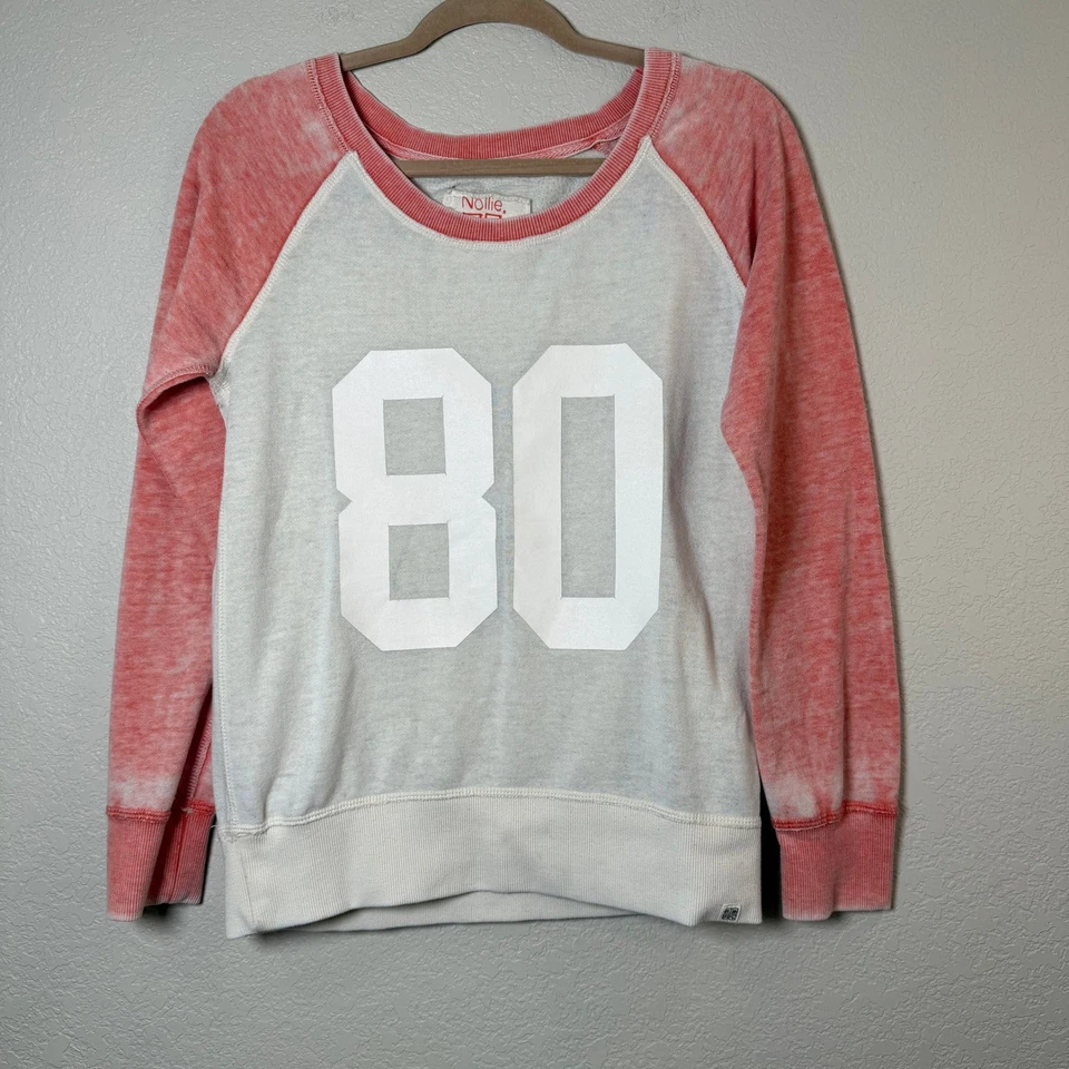 Nollie Womens M Gray & Coral 80 Graphic Crew Neck Long Sleeve Sweatshirt Top - Image 1 of 4