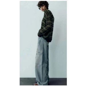Jeans cargo Zara Barrel XX pierna ancha azul para mujer 8 30X33 holgados charco grunge usados en excelente estado - Imagen 1 de 11