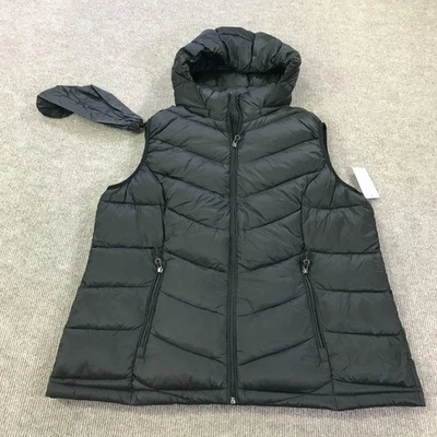 Chaleco Charter Club para mujer 1X negro con capucha acolchado acolchado bolsillos con cremallera plus Foto 1 de 4