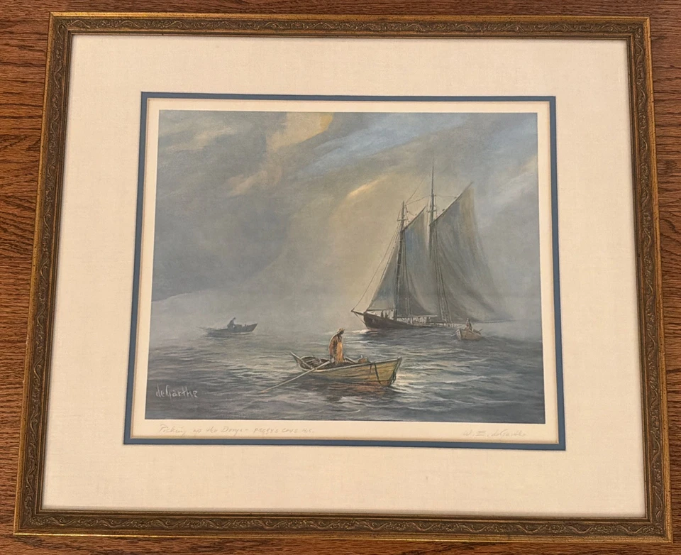 Litografía firmada por William E. deGarthe Picking Up The Dorys - Peggy's Cove Foto 1 de 4