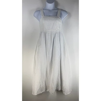 Женское итальянское платье Francesca Bettini XL хрустящее белое льняное макси Coastal Beach - Изображение 1 из 4