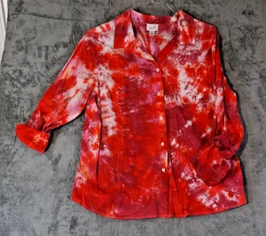 Jody C Vintage Women's Tie-Dye Button Down Shirt XXL Cotton Long Sleeve Colorful - Picture 1 of 9