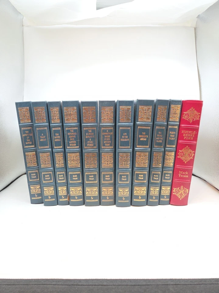 Easton Press Mark Twain Set 10/12  1998 Tom Sawyer Leather + Huckleberry Finn Foto 1 de 4