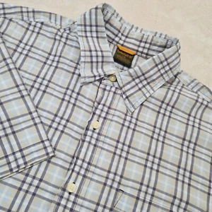 Vintage Timberland Shirt Mens Large Beige Short Sleeve Y2K Plaid Streetwear - Picture 1 of 9