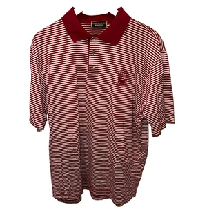 St Andrews Golf Camicia Uomo L Rosso Bianco Righe Logo Polo Tom Morris - Foto 1 di 12