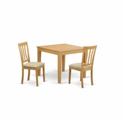 OXAN3-OAK-C 3 Pc Table and Chairs set - Table and 2 Dining Chairs - Image 1 of 4