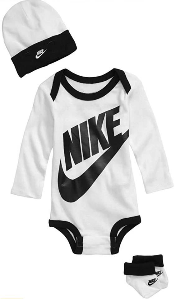 Nike Childrens Apparel Baby Hat Bodysuit & Booties 3-Piece Gift Bo-12 Months