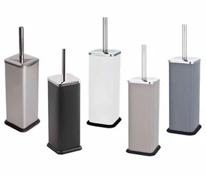 SQUARE TOILET LOO BRUSH AND HOLDER BATHROOM FREE STANDING MIRROR FINISH B.C - Picture 1 of 7