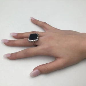 Ónix negro vintage de plata de ley incluye una bolsa de regalo - Imagen 1 de 7