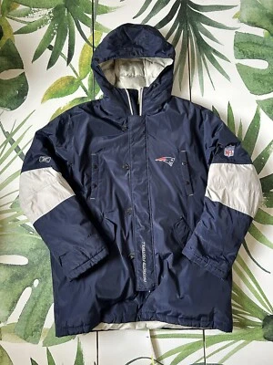 Reebok NFL Mens Extra Large New England Patriots Vintage Puffer Trench Coat Down - Image 1 of 4