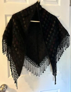 Le Sands Vintage Rare Women’s Shawl Rabbit Hair, Nylon, Wrap Multicolored Tassle - Picture 1 of 5