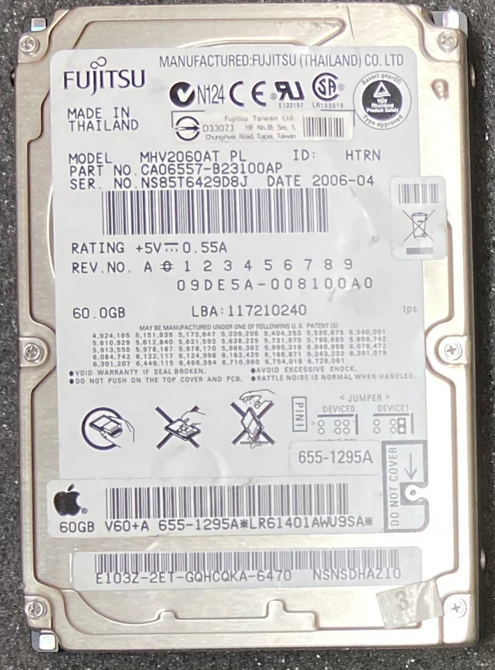 Fujitsu 60 GB IDE PATA 4200 RPM 2.5" MHV2060AT Hard Drive - Image 1 of 1