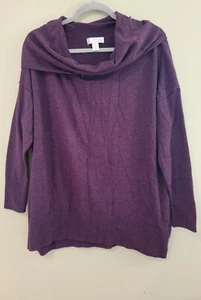 Kenar Women Cowl Neck Purple Sweater Size 1X Soft and Stretchy  - Picture 1 of 7