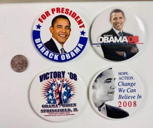 Obama Buttons 2008 4 Presidential Election Pin Pinback Springfield IL Victory - Picture 1 of 2