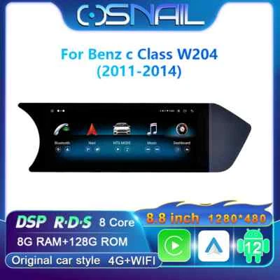 8.8" Android12 CarPlay for Mercedes C Class 2011-2015 W204 S204 Multimedia Radio - Image 1 of 4