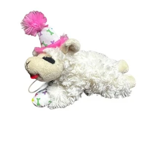 Multipet Lambchop Birthday Hat Pink With Bone Pattern 6” Never Used Dog Toy - Picture 1 of 9