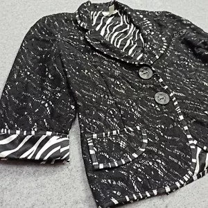 Joseph Ribkoff Lace Jacket UK-16 GER-42 USA-14 Black White Blazer Zebra Top XL - Picture 1 of 12