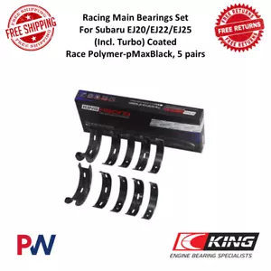 King Racing Main Bearings Set 5 Pairs Coated Polymer For Subaru EJ20/ EJ22/ EJ25 - Bild 1 von 12