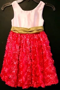 RARE EDITIONS RN 18854 – Girl’s Fuchsia Rose Sleeveless Dress – Size: 4 - Picture 1 of 7