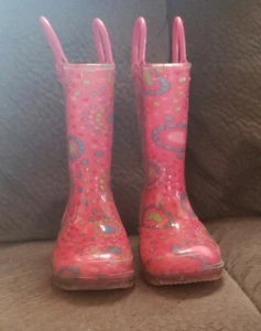 Children Pink Rubber Boots, Size 9/10, Lights Up - Picture 1 of 4