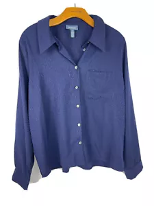 MODCLOTH Womens Large Long Sleeve Button-Up Blouse Shirt Purple Animal Print New - Picture 1 of 9
