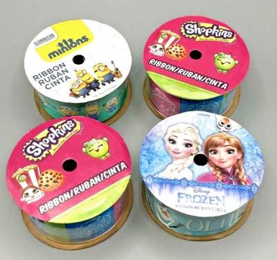 (4) Olaf-Minions-'Shopkins-Frozen Berwick Ribbon Rolls 1.5" x 9 ft each - Image 1 of 4