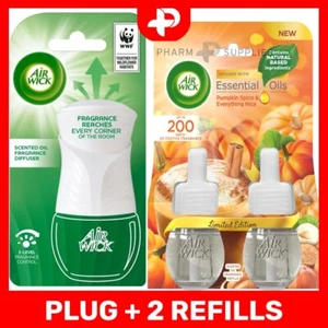 Air Wick Plug In Diffuser + 2 Pumpkin Spice Scented Refills 20ml Essential Oils - Picture 1 of 4
